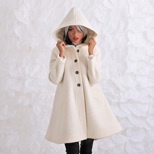 Big Hood Coat, Wool Winter Coat, Swing Coat, Plus Size Clothing, Wool Coat, Warm Coat, Hooded Winter Coat, Wool Swing Coat, Winter Clothing