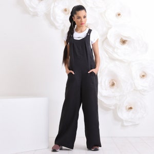 Linen Palazzo Jumpsuit: Harem Romper, Plus Size Overall