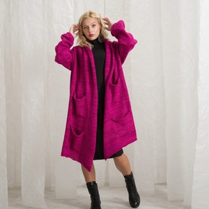 Women Merino Wool Cardigan, Long Sweater Coat, Plus Size Clothing, Winter Cardigan, Plus Size Sweater, Wool Sweater For Women, Knitted
