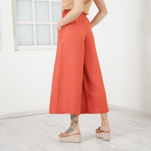 High Waisted Wide Leg Linen Pants: Plus Size Harem Trousers