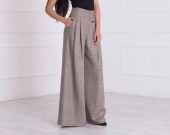 Wijde pijpen broek, Palazzo broek, hoog getailleerde broek, maxi rok broek, plus size kleding, broek voor damesbroeken, lange broek, formele broek