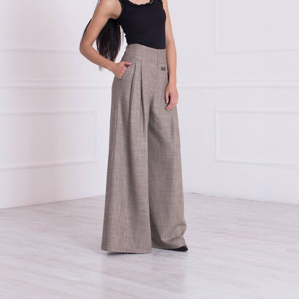 Pantalon large, Pantalon palazzo, Pantalon taille haute, Pantalon maxi jupe, Vêtements grande taille, Pantalons pour femme, Pantalons longs, Pantalons habillés