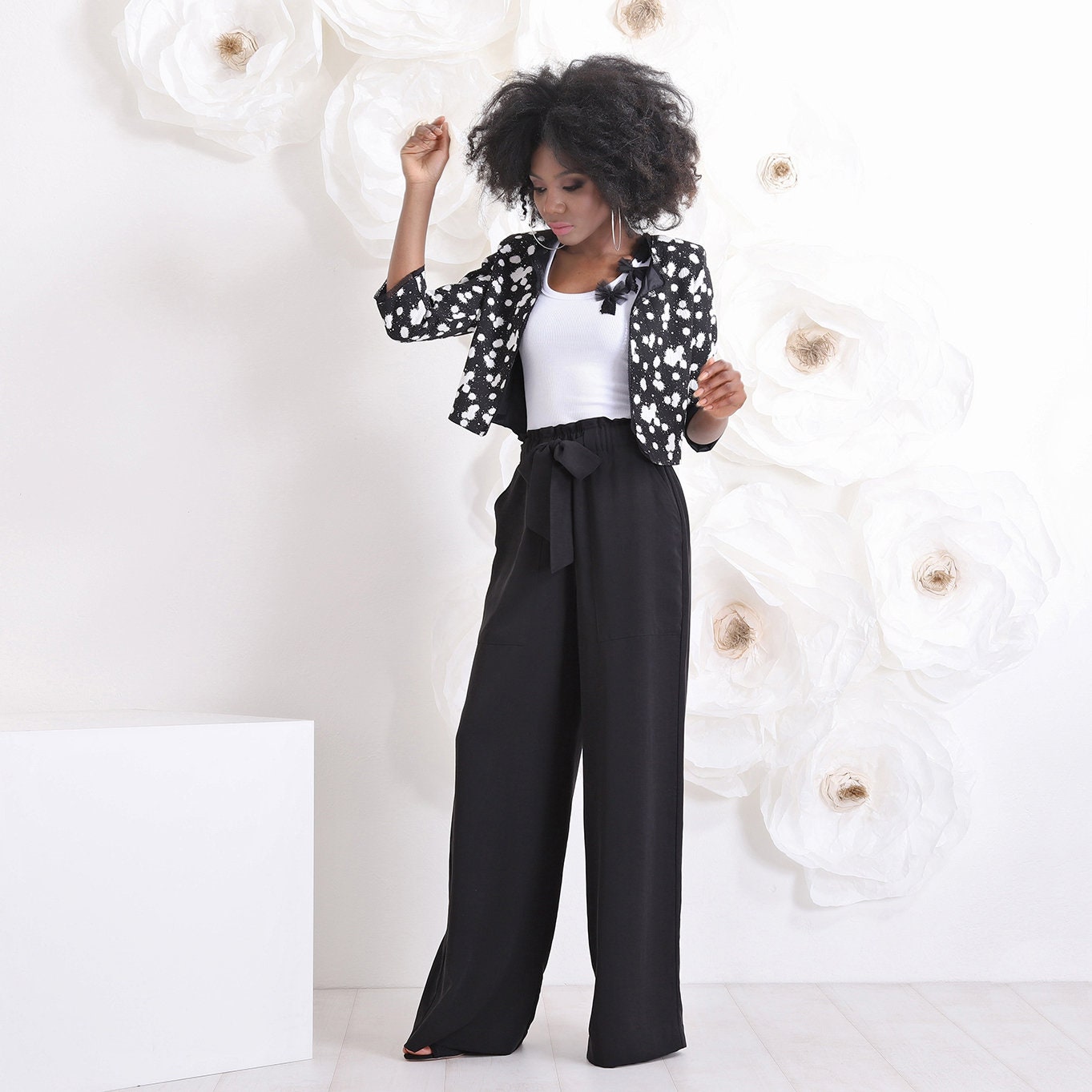 Black Palazzo Pants Wide Leg Pants High Waisted Pants - Etsy Canada