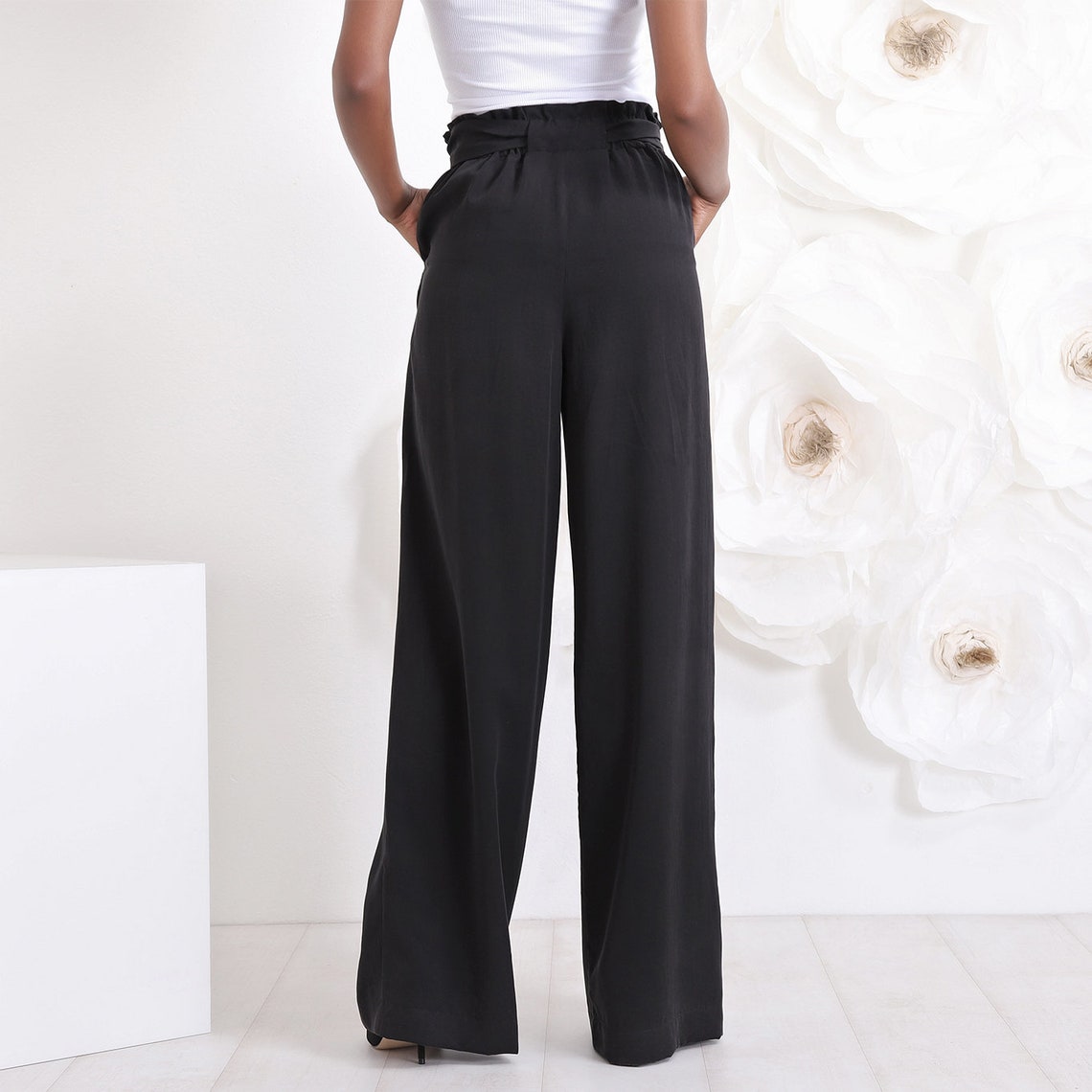 Black Palazzo Pants Wide Leg Pants High Waisted Pants Etsy