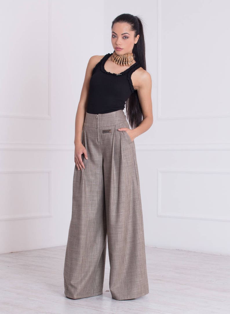 Wide Leg Pants/ Palazzo Pants/ High Waisted Pants/ Pants With image 3