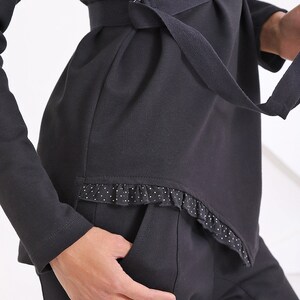 Asymmetric Top, Womens Clothing, Black Cotton Blouse image 5