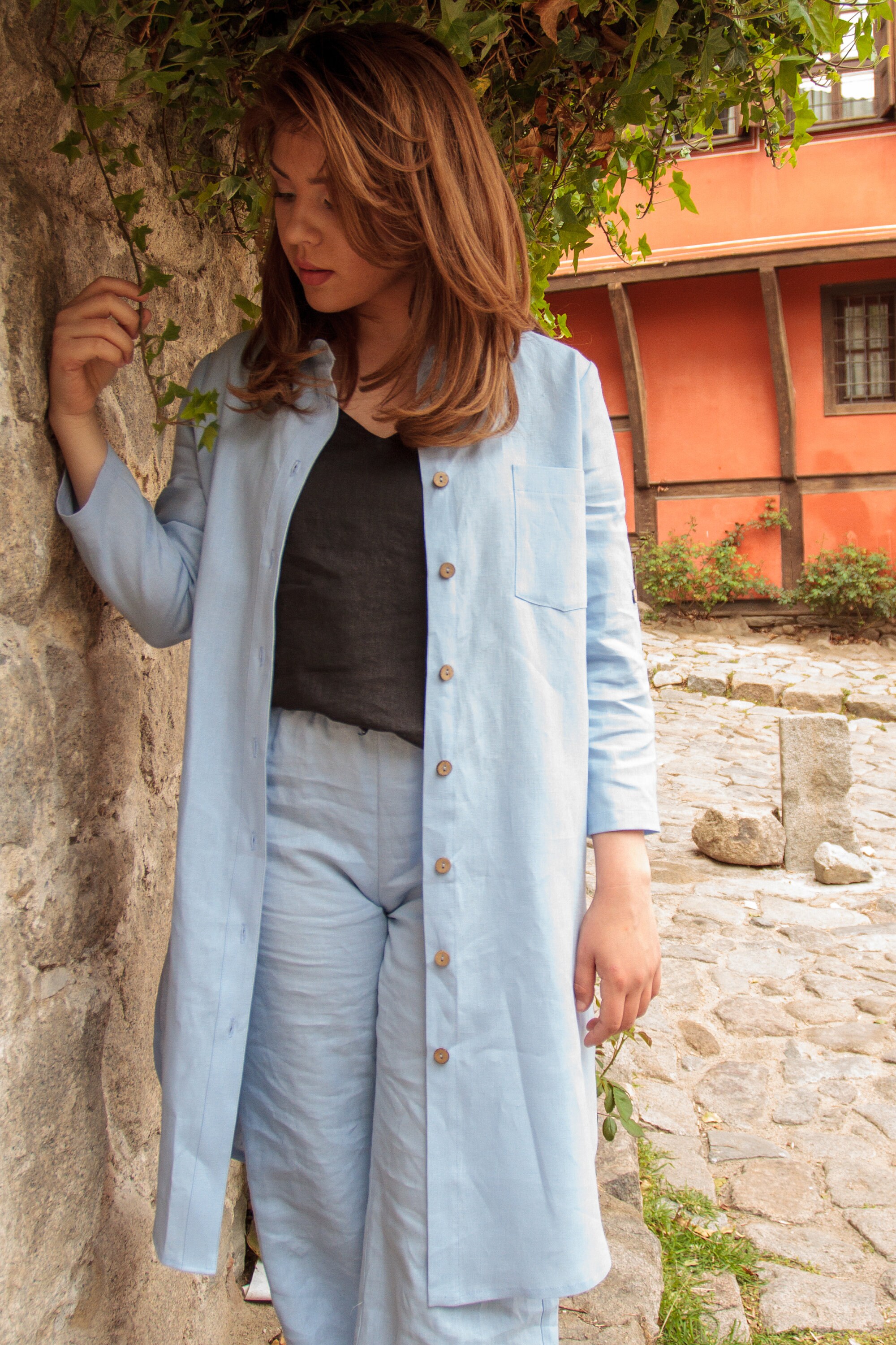 Dark Blue Women Summer Asymmetrical Shirt Linen Tops 3678 Dark Blue Women Summer Asymmetrical Shirt Linen Tops 3678