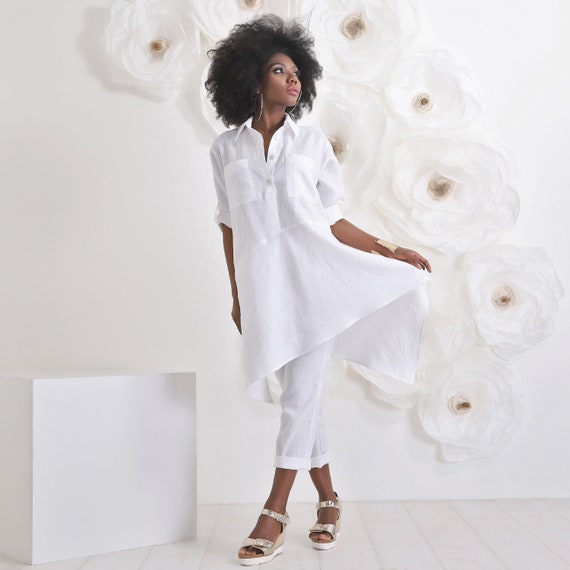 white linen plus size clothing