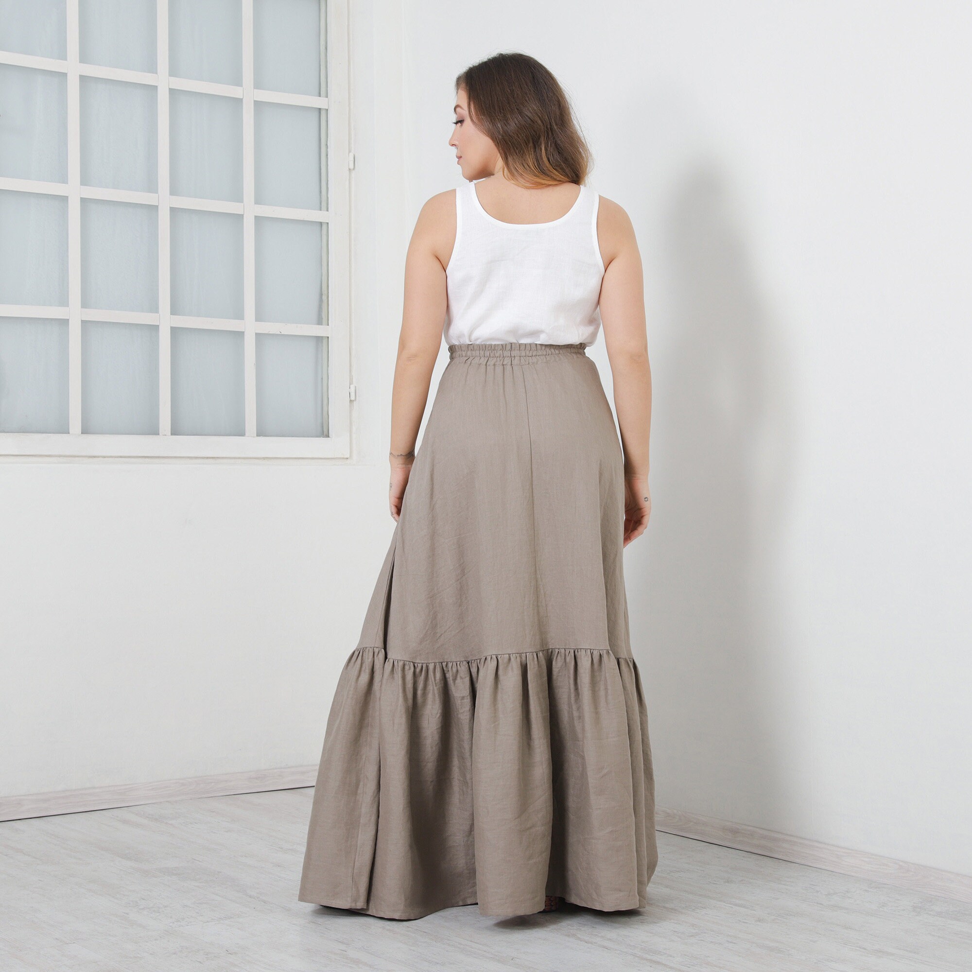 Long Linen Skirt TONI Full Circle Skirt Beautiful Skirt With | Etsy