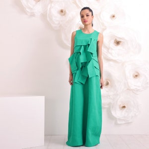 St. Patrick's Day Linen Maxi Dress Plus Size Summer Dress in Elegant Green Linen image 7