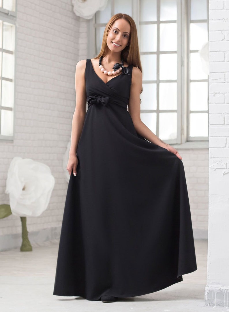 Long Dress / Off Shoulder Dress/ Long Black Dress image 1