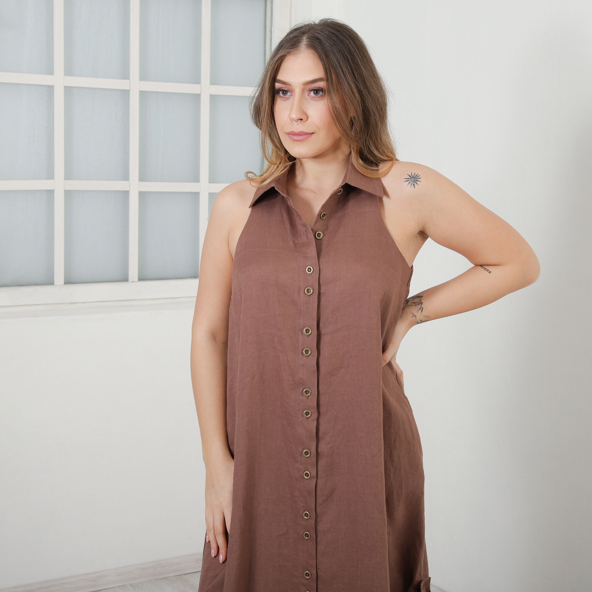 summer linen shirt dress