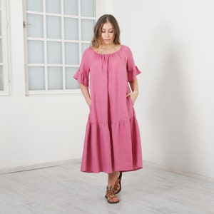 Loose Linen Dress, Maternity Linen Dress, Summer Oversize Dress, Maxi Linen Dress