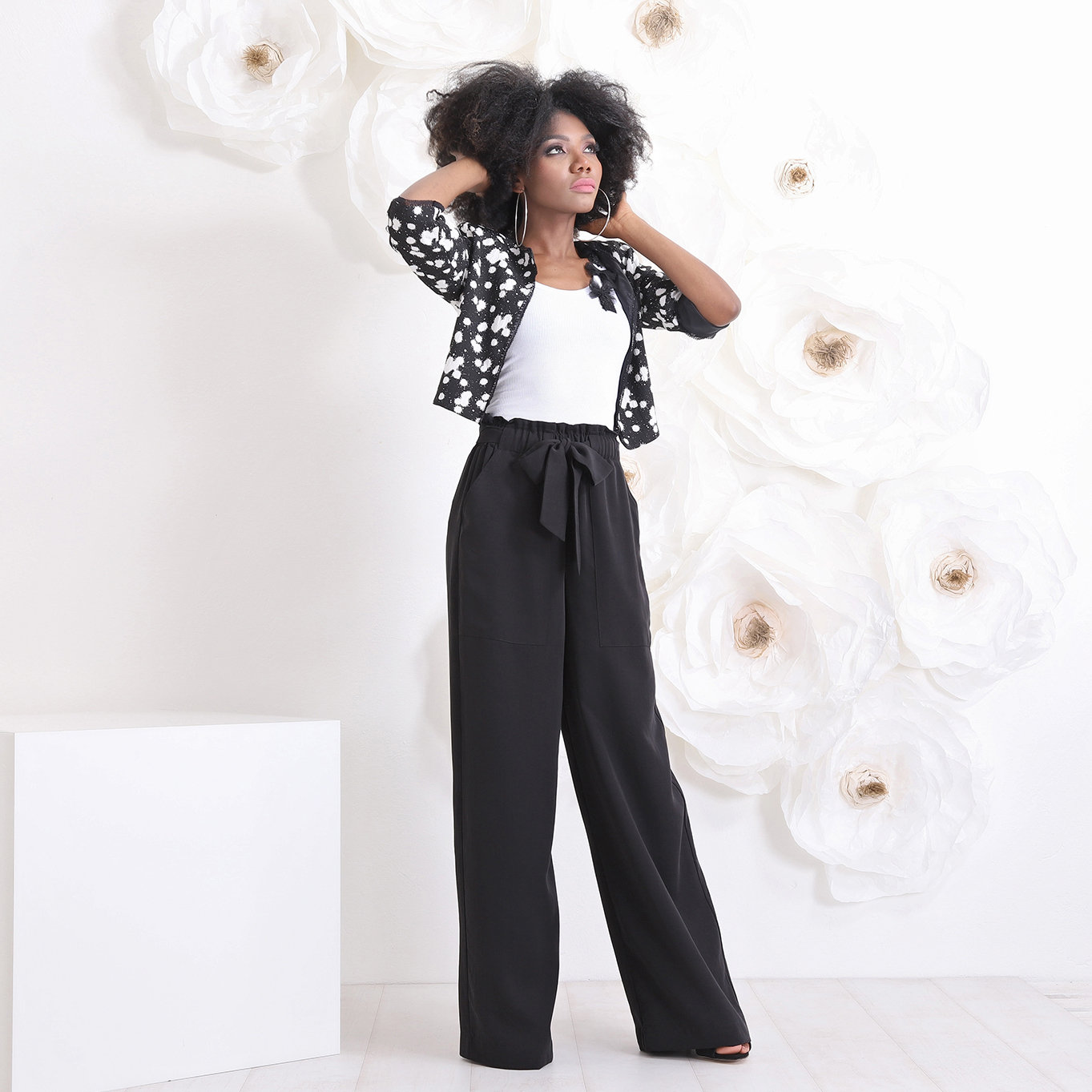 Buy Black High Rise Tie Up Palazzo Pants for Women Online