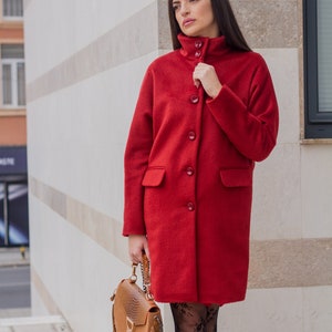 Cashmere Coat, Red Winter Coat, Winter Clothing, Wool Coat, Plus Size Clothing, Coat For Women, Wool Winter Coat, Warm Coat With Pockets