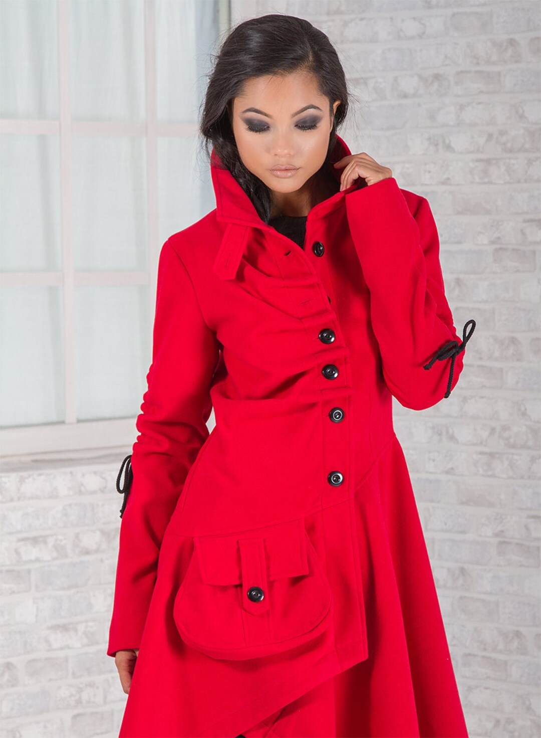 Plus size sales red coat