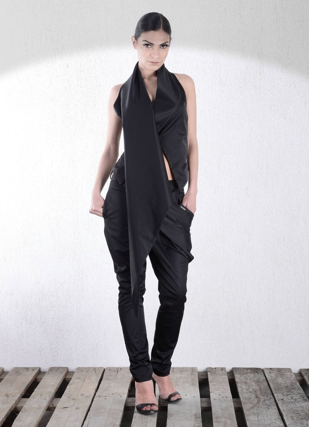 Asymmetrical Vest/ Handmade Vest/ Woman Vest/ Black Vest/ - Etsy
