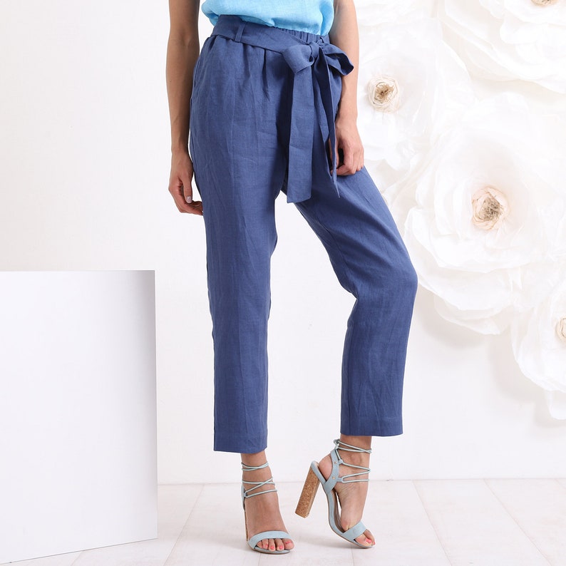 tapered linen trousers