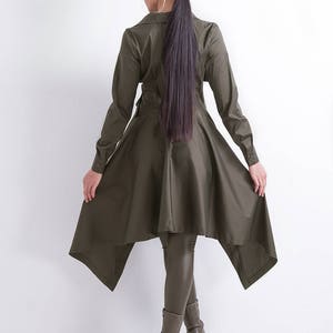 Spring Jacket, Maxi Jacket, Khaki Clothing, Women Jacket, Long Jacket, Winter Clothing, Asymmetric Jacket, Trench Jacket Friends Fashion image 6