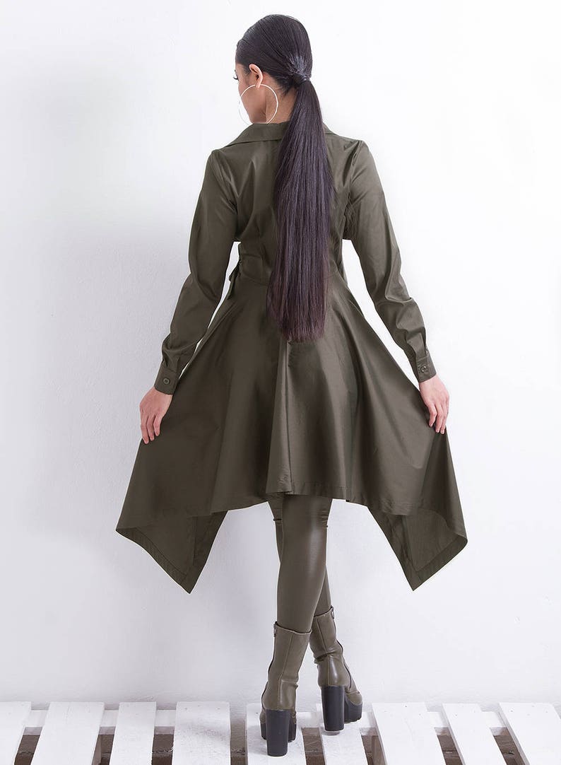 Spring Jacket, Maxi Jacket, Khaki Clothing, Women Jacket, Long Jacket, Winter Clothing, Asymmetric Jacket, Trench Jacket Friends Fashion image 6