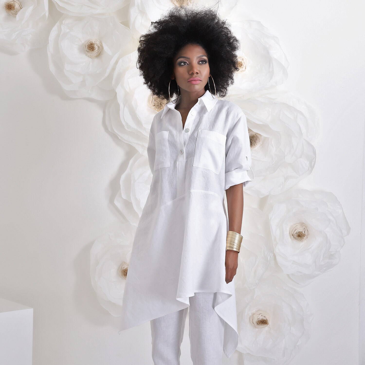 plus size white linen pants