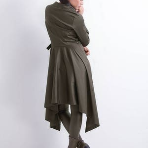 Spring Jacket, Maxi Jacket, Khaki Clothing, Women Jacket, Long Jacket, Winter Clothing, Asymmetric Jacket, Trench Jacket Friends Fashion image 7