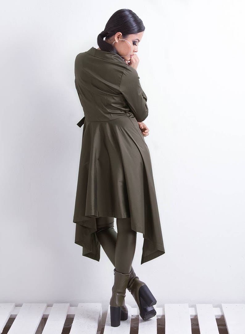 Spring Jacket, Maxi Jacket, Khaki Clothing, Women Jacket, Long Jacket, Winter Clothing, Asymmetric Jacket, Trench Jacket Friends Fashion image 7