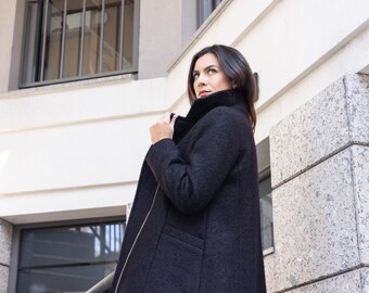 【KING SIZE】wide silhouette wool jacket Men's Lined Wool Jacket with Detachable Hood – Johnson