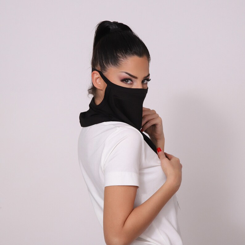 Full Face Mask Black Bandana Mask Face Cover Scarf Dust Etsy