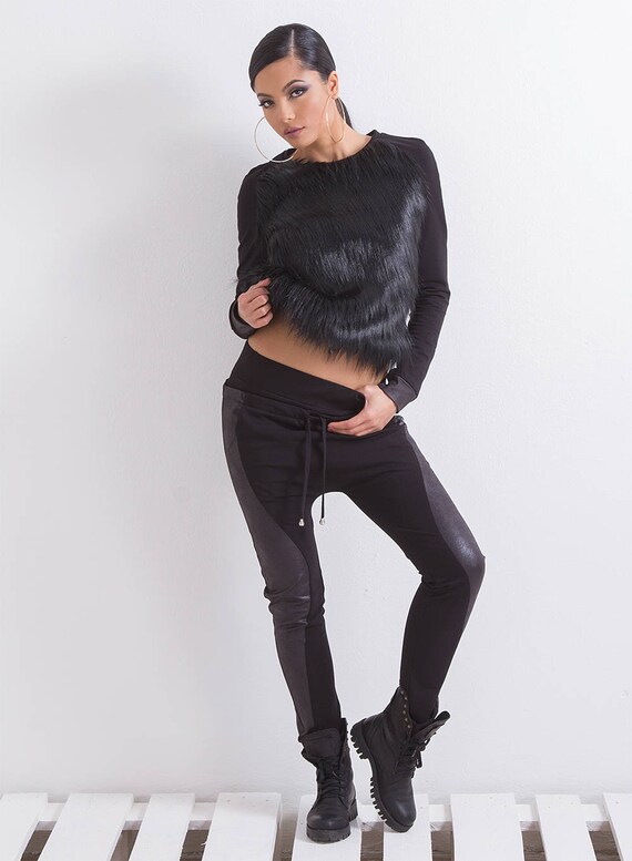 leather loose pants