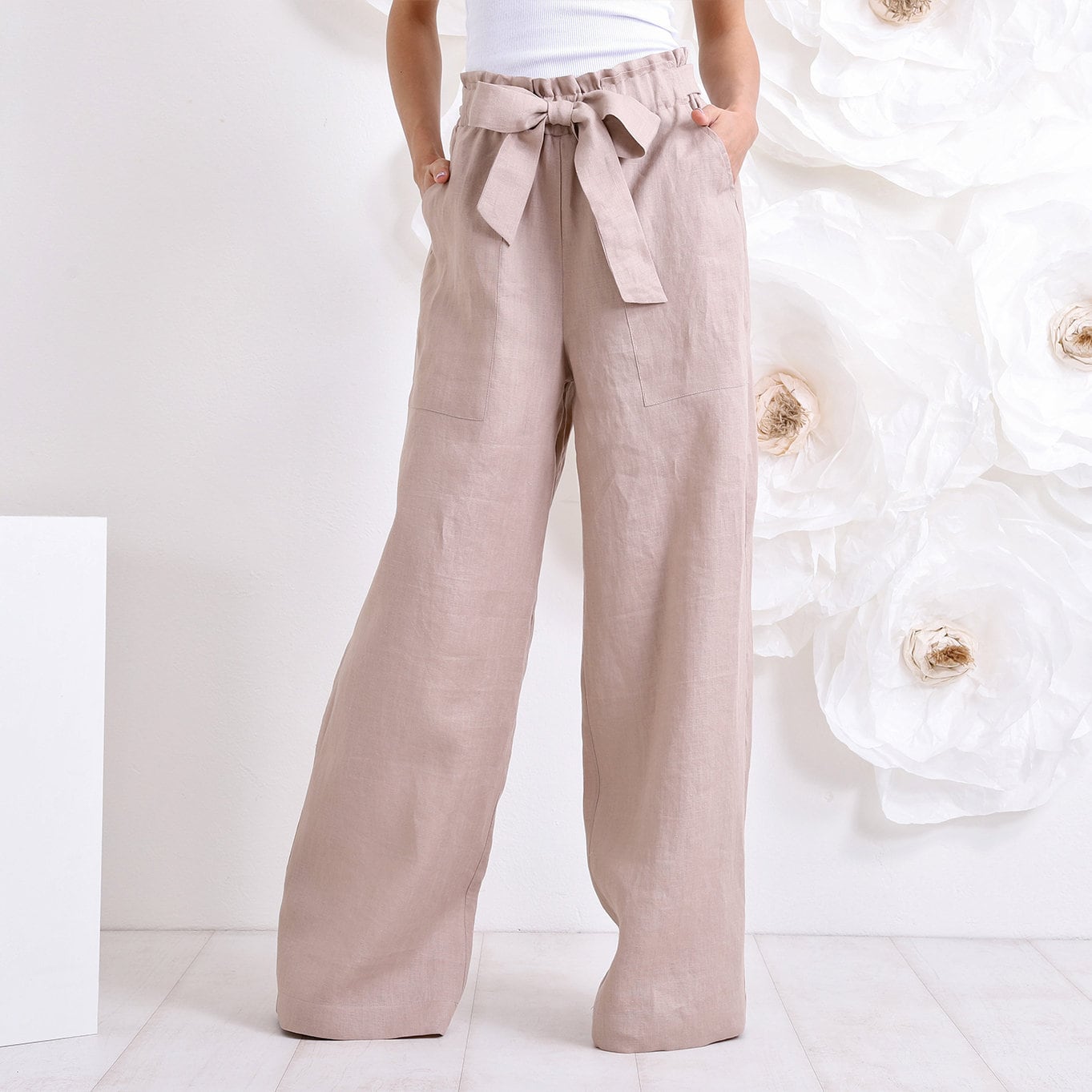 Palazzo Linen Pants, High Waisted Pants, Wide Leg Pants, Linen