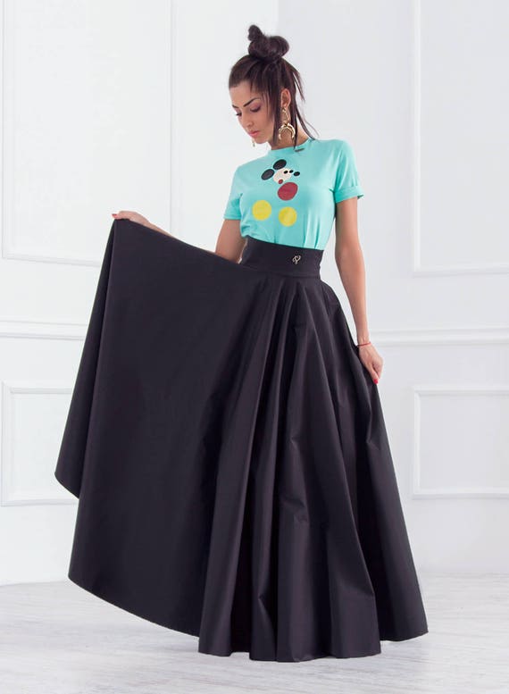 Long Skirt, Black Maxi Skirt, High Waisted Skirt, Gothic Skirt
