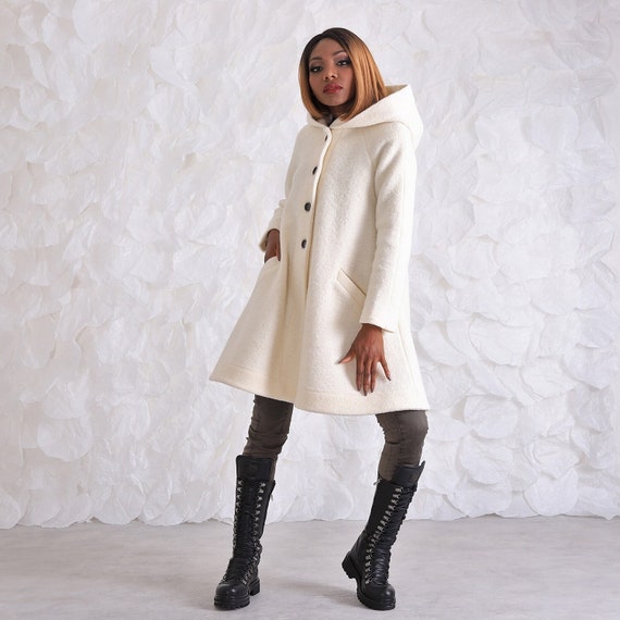 Swing Coat, Winter Coat, Hooded Wool Coat, Big Hood Coat, Plus Size  Clothing, Warm Coat, Wool Swing Coat, Plus Size Coat, Overcoat Winter 