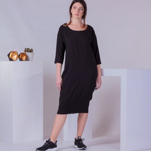 Basic Casual Dress, Woman Plain Slit Dress, Knee Length Dress, Half Sleeve Shirt Dress, Blouson Dress, Maternity Dress image 3