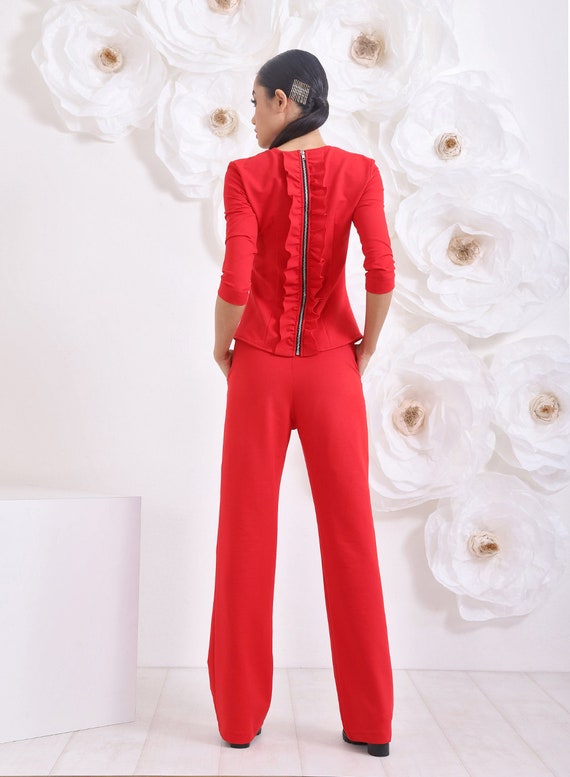 Set Cotton Pants Womens Blouse Plus 