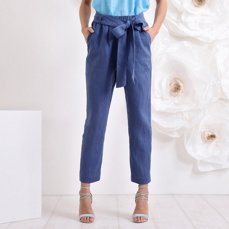 Tapered Linen Pants Linen Trousers Loose Pants Womens - Etsy