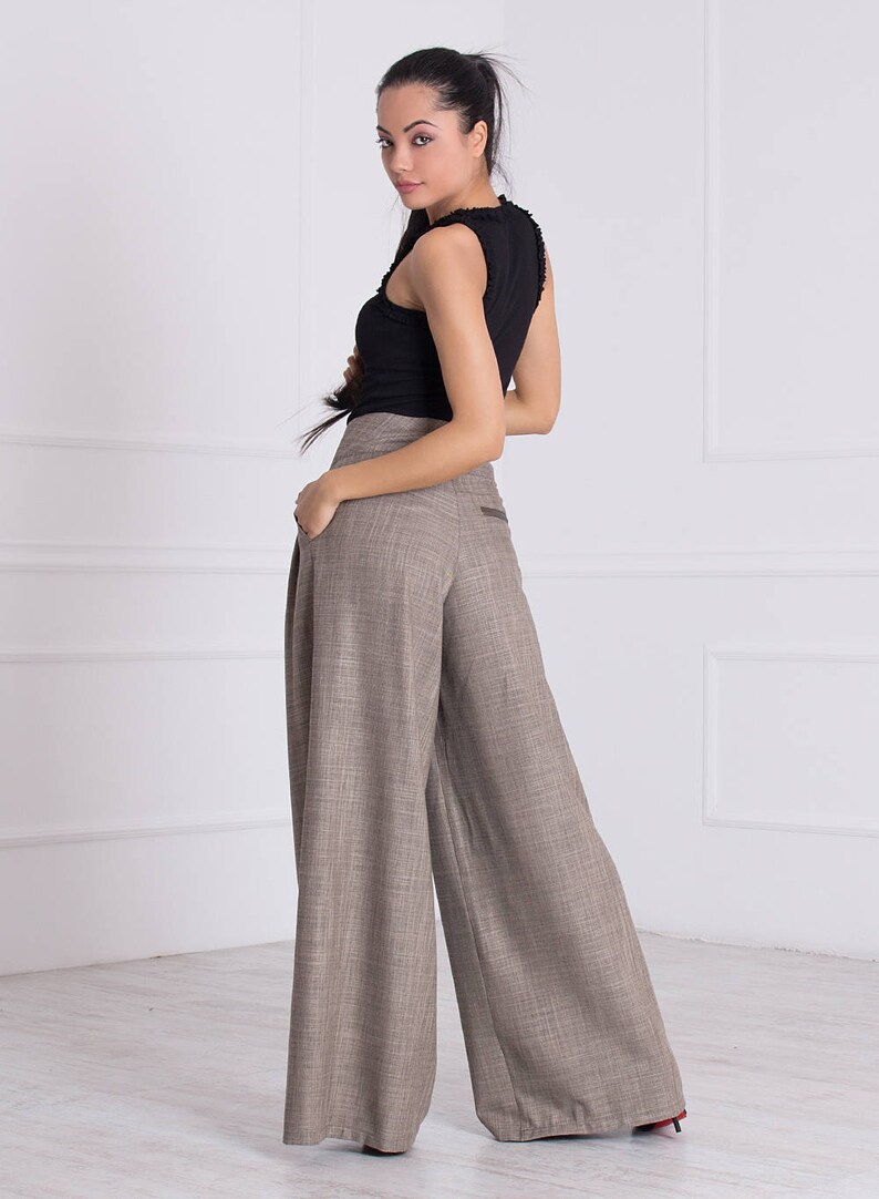 Wide Leg Pants/ Palazzo Pants/ High Waisted Pants/ Pants With image 4