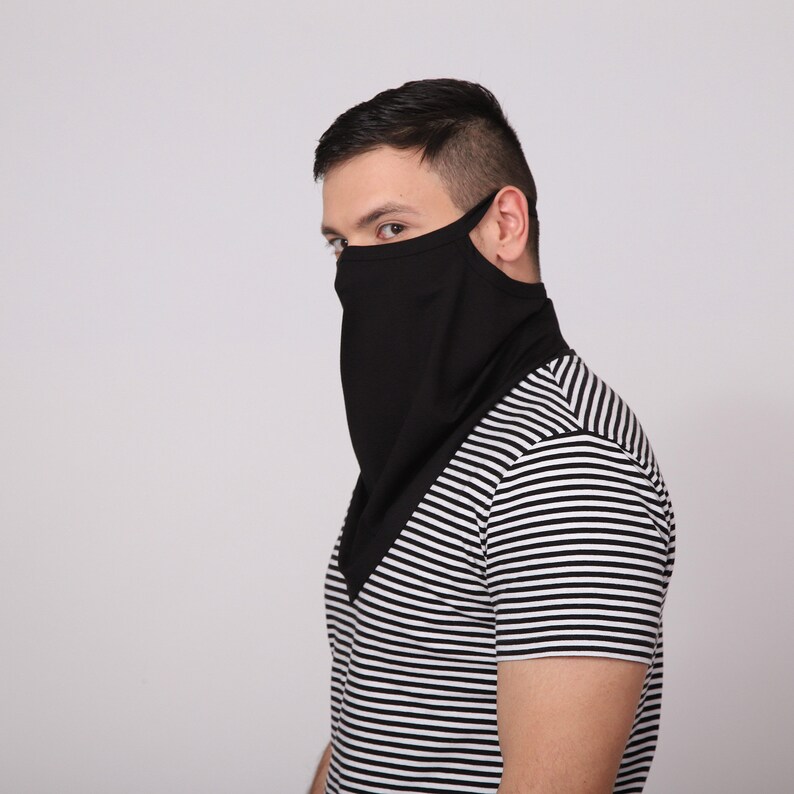 Full Face Mask Black Bandana Mask Face Cover Scarf Dust Etsy