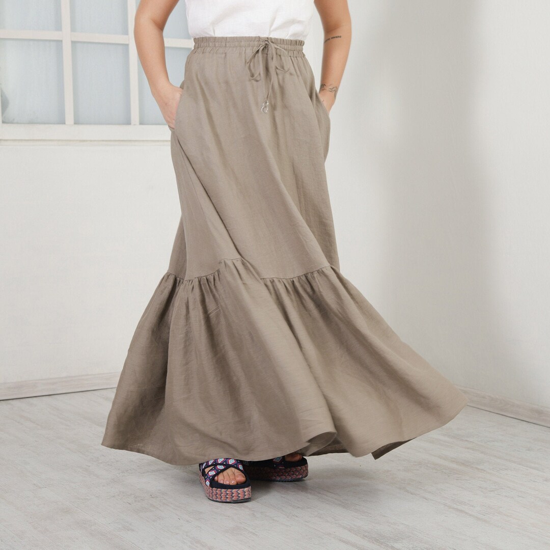 Long Linen Skirt TONI Full Circle Skirt Beautiful Skirt With - Etsy