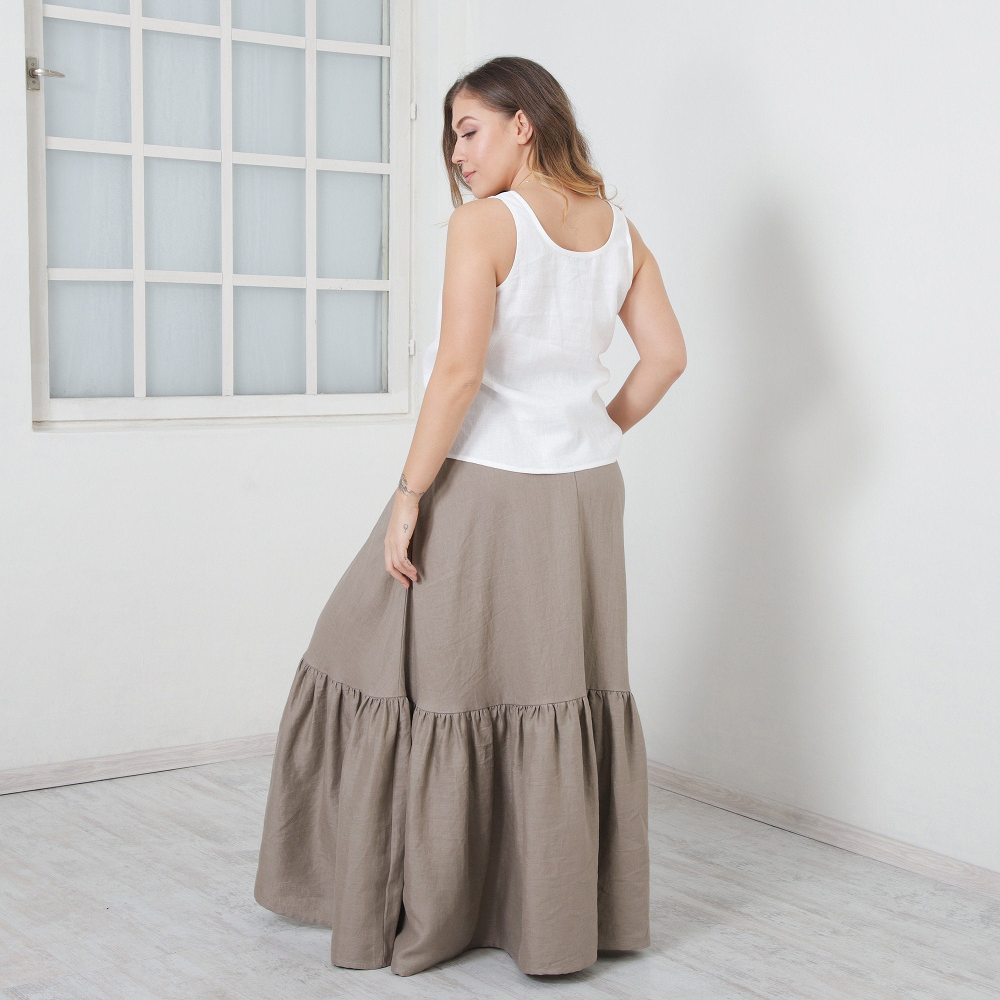 Long Linen Skirt TONI Full Circle Skirt Beautiful Skirt With | Etsy