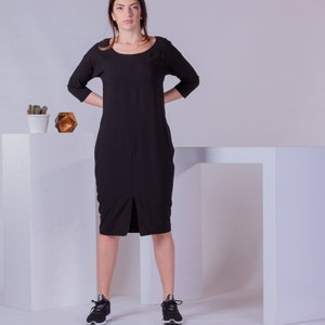 Basic Casual Dress, Woman Plain Slit Dress, Knee Length Dress, Half Sleeve Shirt Dress, Blouson Dress, Maternity Dress image 5