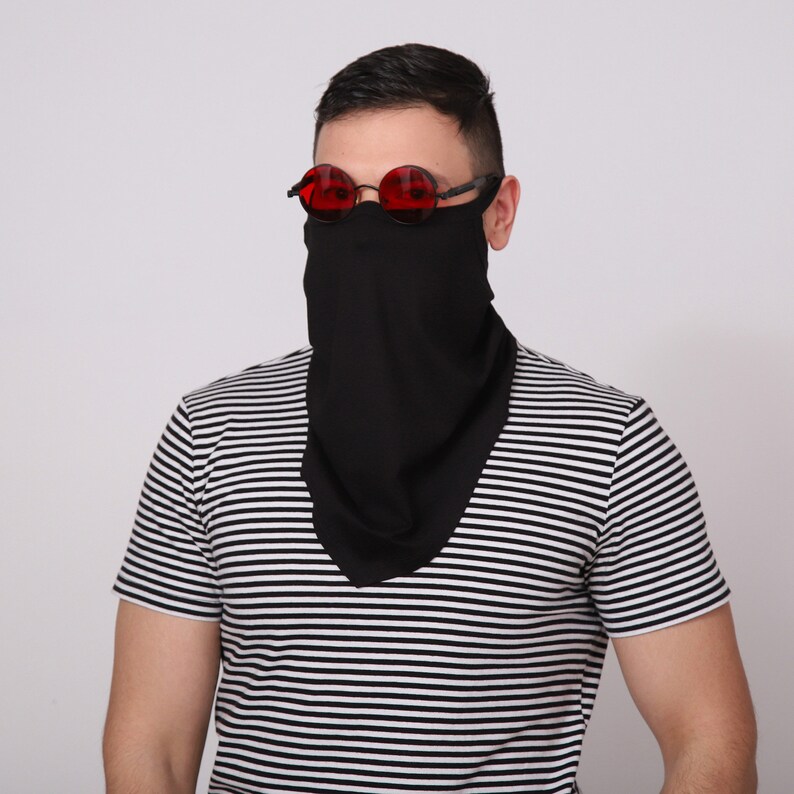 Full Face Mask Black Bandana Mask Face Cover Scarf Dust Etsy