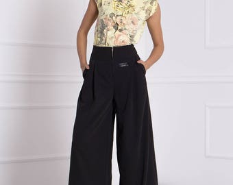 Wide Leg Pants Palazzo High Waisted Pant With Pockets, Loose Wide Leg Trousers