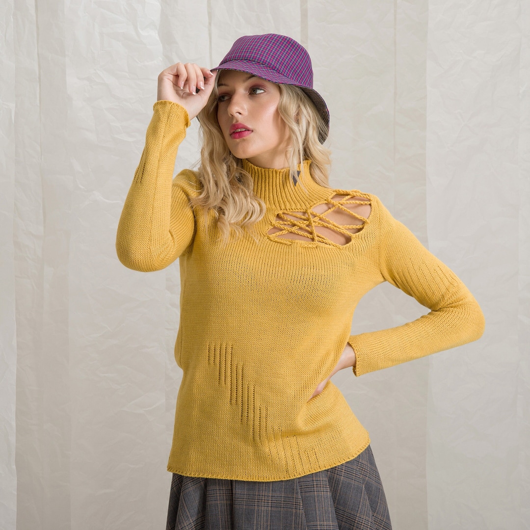 トップス humoresque sail turtleneck knit yellow トップス humoresque sail turtleneck knit yellow humoresque