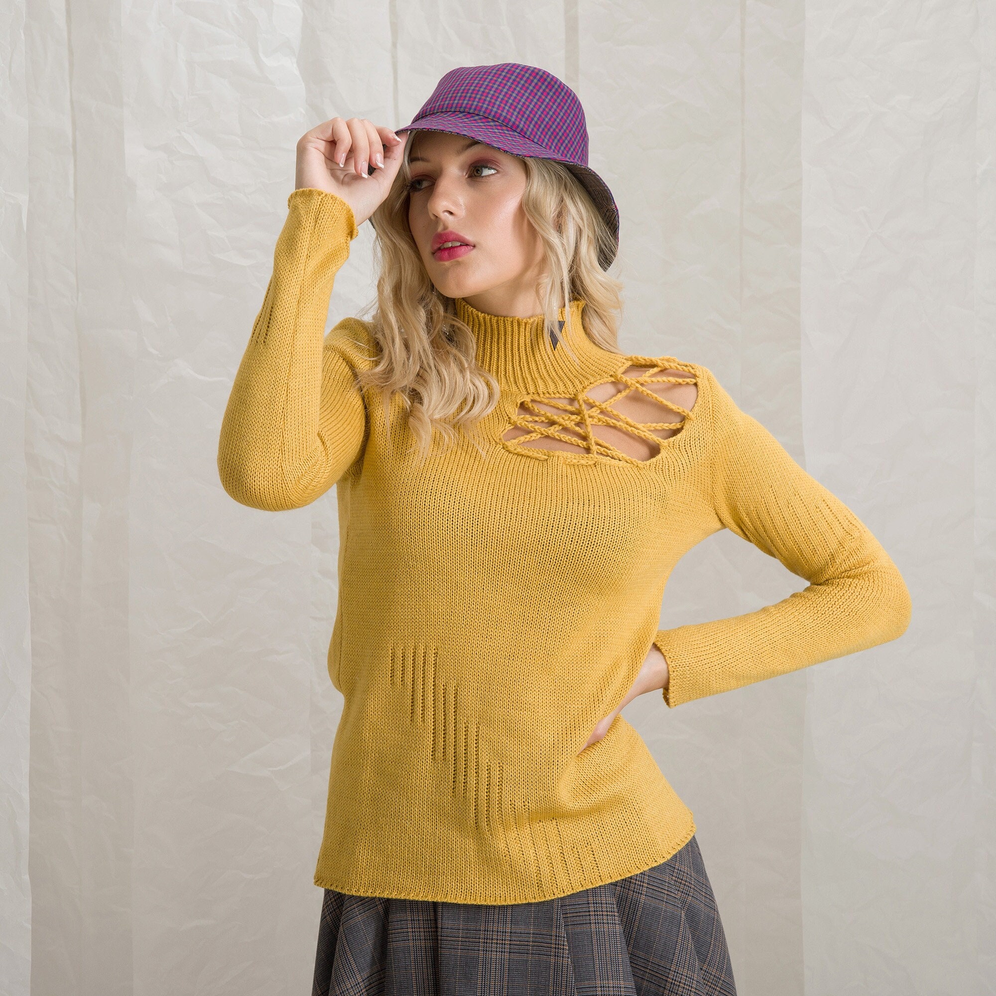 Yellow Knit Turtleneck Sweater: Women's Long Sleeve Pullover - Etsy