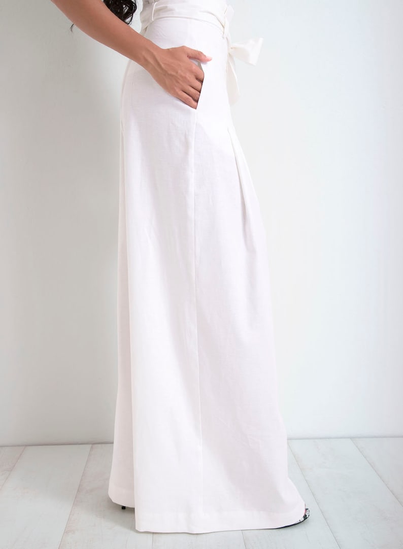 Palazzo Pants, Linen Pants Women, Wide Leg Pants, Linen Clothing, Long Linen Pants, White Linen Pants, High Waisted Pants, Friends Fashion image 5