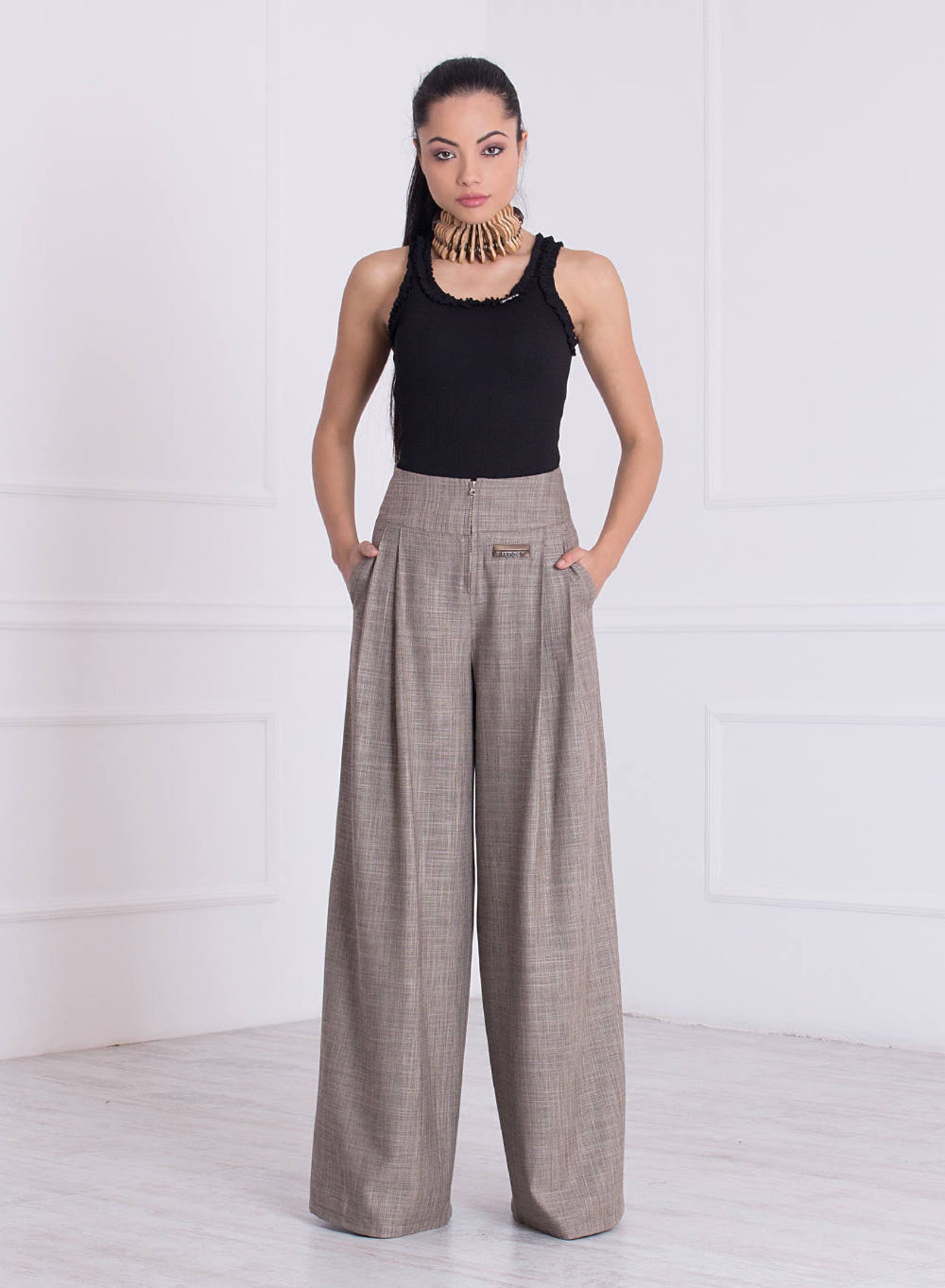 Wide Leg Pants/ Palazzo Pants/ High Waisted Pants/ Pants With - Etsy