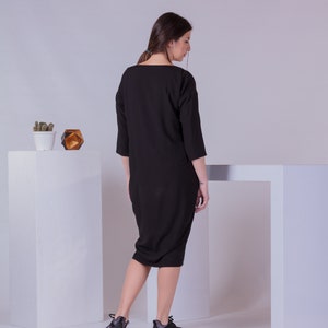 Basic Casual Dress, Woman Plain Slit Dress, Knee Length Dress, Half Sleeve Shirt Dress, Blouson Dress, Maternity Dress image 7