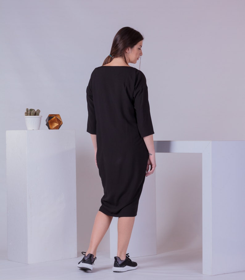 Basic Casual Dress, Woman Plain Slit Dress, Knee Length Dress, Half Sleeve Shirt Dress, Blouson Dress, Maternity Dress image 7