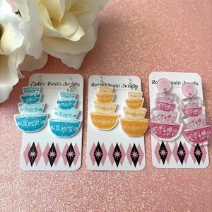 Vintage Pyrex Mixing Bowl Earrings
